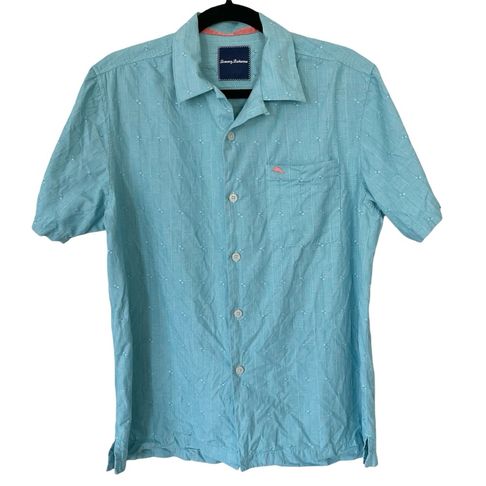 Tommy Bahama Cypress Sands Camp Shirt Lagoon Water - Picture 1 of 6